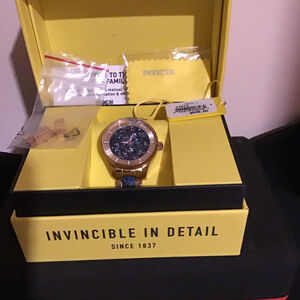 Invicta Women's 24662 Angel Quartz Rose Gold Blue Dial Watch preloved